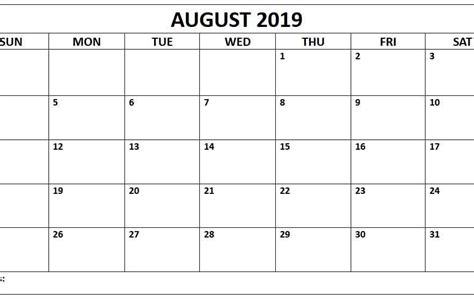 Time rules our lives, with appointments and deadlines guiding us through our days. Editable August 2019 Printable Calendar Blank Template