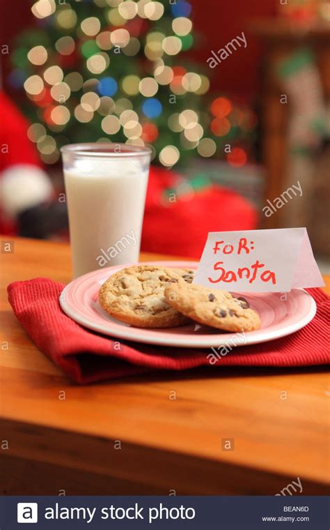 Milk And Cookies For Santa Claus Stock Photo 26051717 Alamy