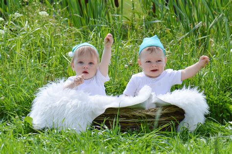 Twins In A Basket Stock Photo Image Of Adorable Innocence 32967948