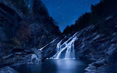 Sky Waterfall Starry Night Stones 4k Ultra