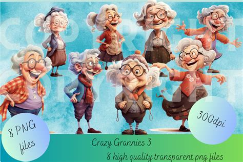 crazy grannies set 3 graphic by litha prints · creative fabrica