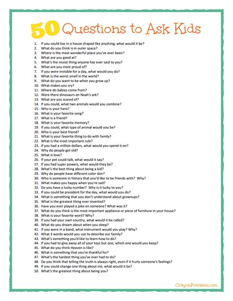 Some Great Conversation Starters Here 50 Questions To Ask Kids Plus