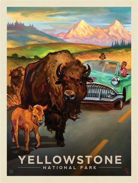 Yellowstone National Park Vintage Travel Posters Retro Travel Poster