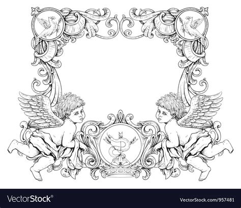 Victorian Frame With Angels Royalty Free Vector Image