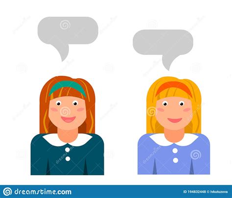 Two Girls Are Talking To Each Other Speech Bubbles Stock Vector