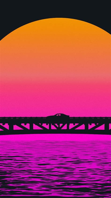 Wallpaper Bridge Car Sunset Art Picture 2880x1800 Hd Picture Image