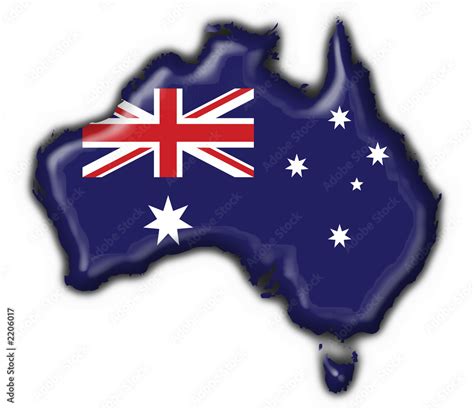 Bottone Cartina Australiana Australia Map Flag Stock Illustration