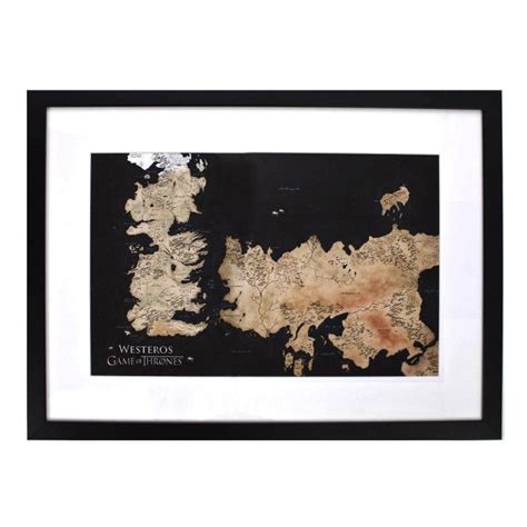 Westeros Essos Map Framed Print 22x30 Game Of Thrones Store