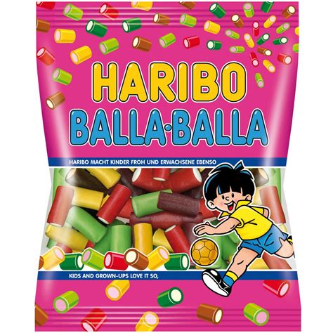 Fruit gummies and sweets, red and green, lemon and strawberry. Haribo - Balla-Balla Gummy Candy 175g | European Grocery