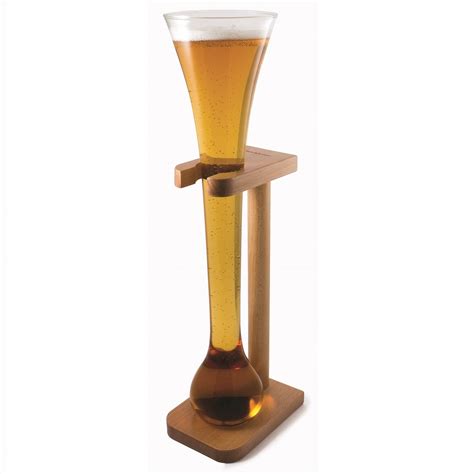 Half Yard Of Ale Glass With Wooden Stand Kwak Glassware Tall Beer Lager T Set Ebay