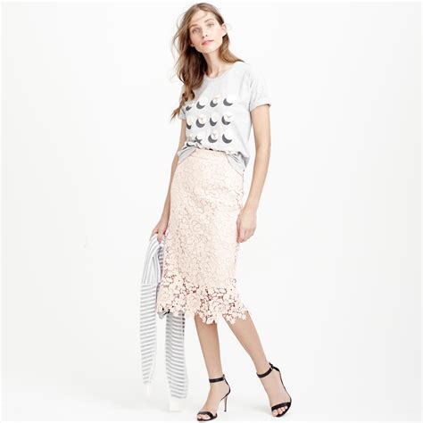Jcrew Collection Lace Pencil Skirt In Pink Sunwashed Blush Lyst