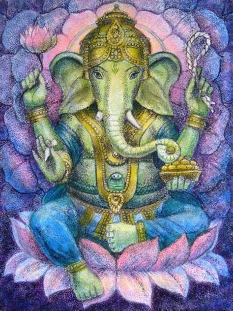 Ganesha Lotus Hindou Inde éléphant Spirituelle Art Poster Etsy France