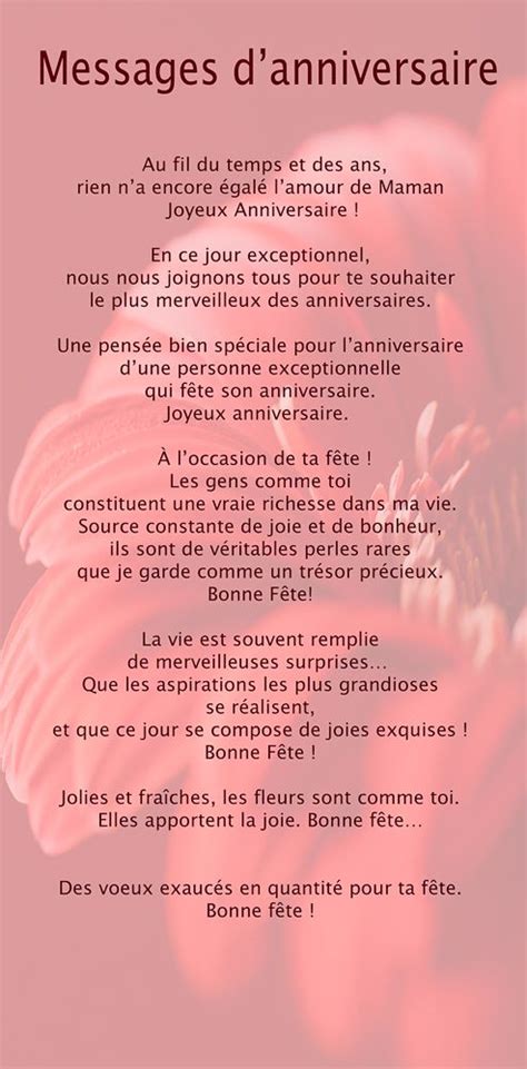 Texte Pour Lanniversaire De Ma Maman Exemple De Texte