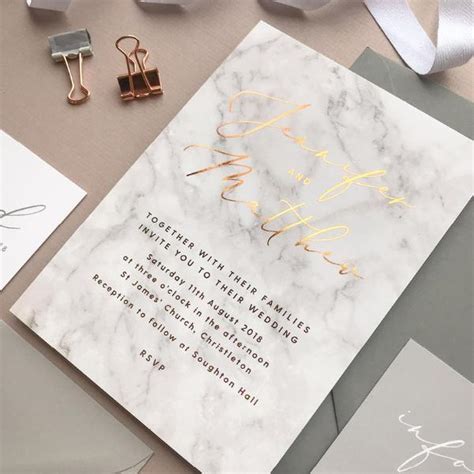 Marble Copper Foil Printed Wedding Invitations Project Pretty