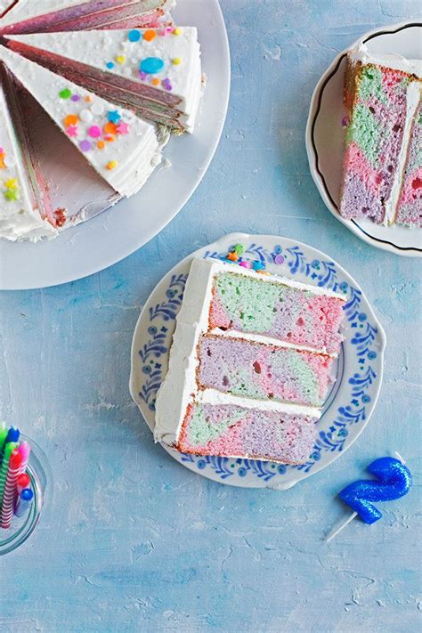 Rainbow Marble Layer Cake A Festive Cake With Rainbow Marbled Vanilla