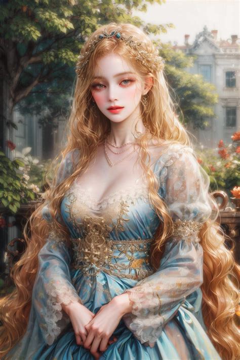 absurdres highres ultra detailed 1girl solo mature very long hair blonde hair