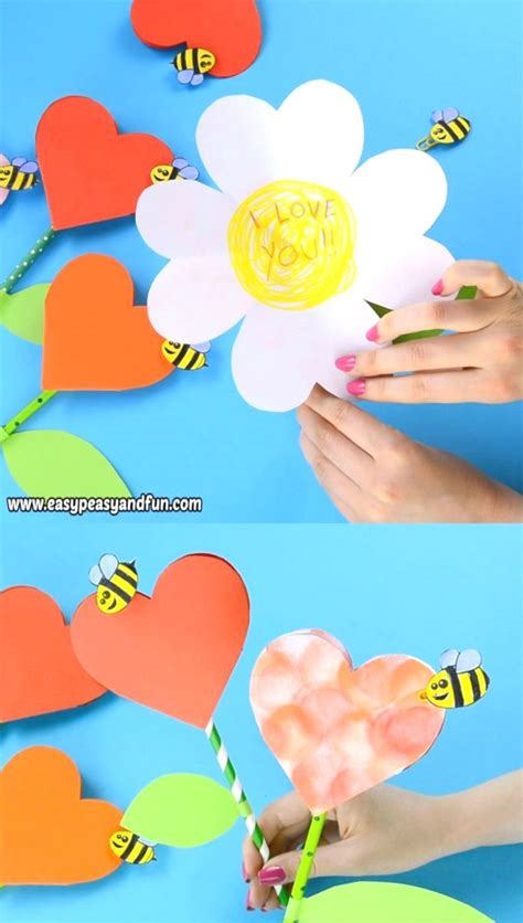 Printable Paper Heart Flower Craft Template