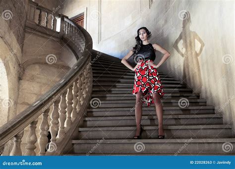 Fashion Model In Stairs Stock Image Image Of Elegant 22028263