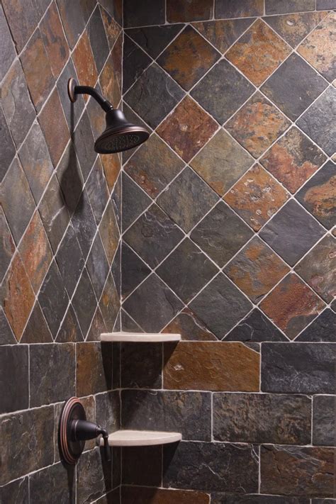 Slate wall and floor mosaic tile (0.938 sq. Pin by Therese Cargill on Bathrooms | Rustic bathroom ...