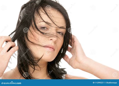 Woman With Blowing Hair Stock Image Image Of Hair Attractive 11299221
