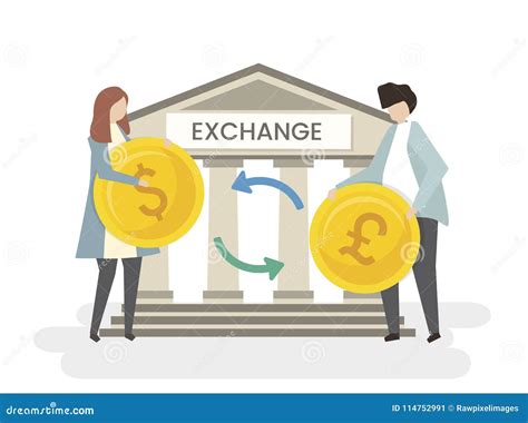 Illustration Of Money Exchange At Bank Stock Illustration
