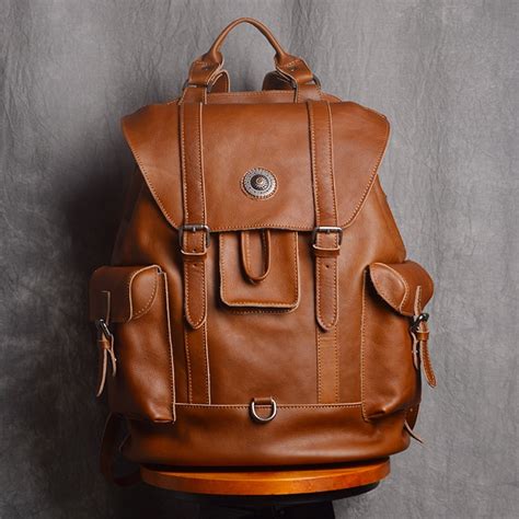Large Leather Backpack Handmade Vintage Men Travel Backpack Np03