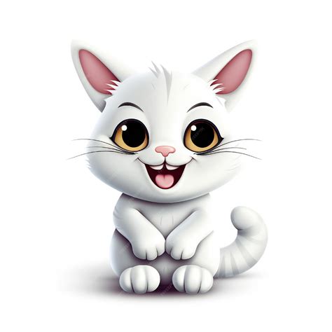 Premium Ai Image Happy Cat Mascot On White Background