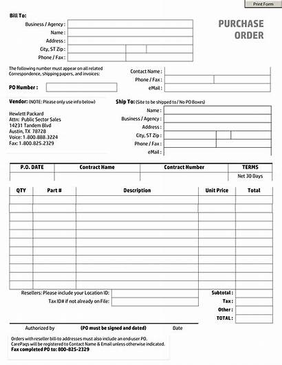 Purchase Order Template Printable Standard Pdf Form