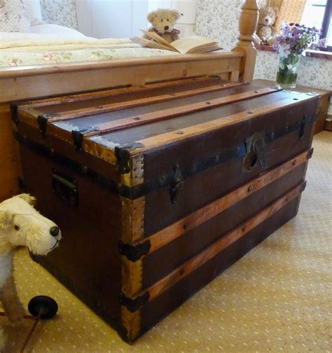 Click here to contact us by email. Old VINTAGE STEAMER TRUNK Cabin Chest RAILWAY TRAVEL TRUNK ...
