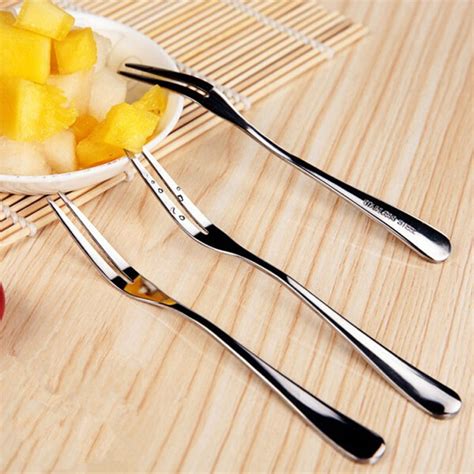 10pcslot 13cm Stainless Steel Fruit Forks For Restaurant Cafeteria