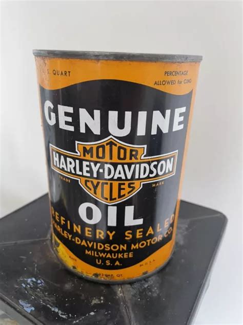 Vintage Genuine Harley Davidson Motor Oil Quart Metal Can Racing R