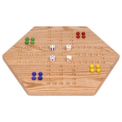 Solid Oak Double Sided Aggravation Wahoo Marble Board Game Set 16