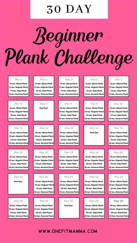 30 Day Plank Challenge For Beginners Planks For Beginners 30 Day