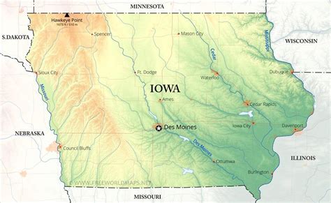 Physical Map Of Iowa