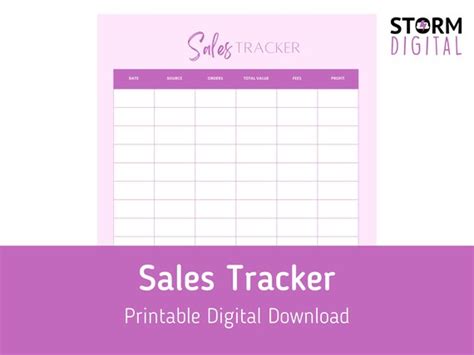 Printable Sales Tracker Small Business Sales Tracker Sales Etsy
