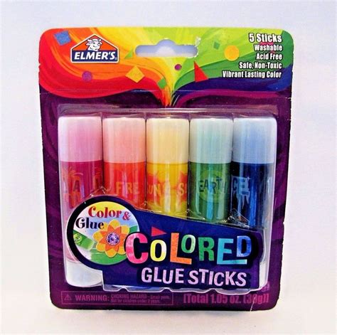 Elmers Colored Glue Sticks Washable Non Toxic For Drawing Glueing
