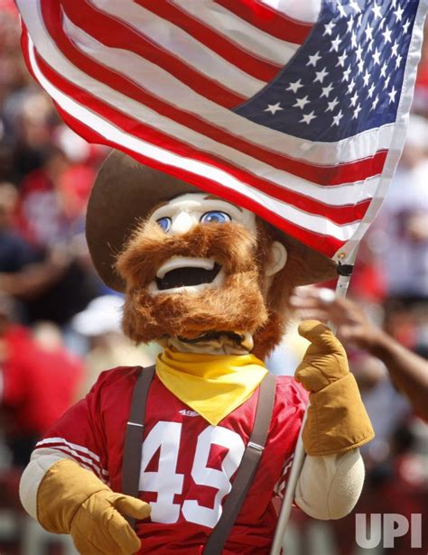 49ers Mascot Sourdough Sam Waves The American Flag For 911 In San