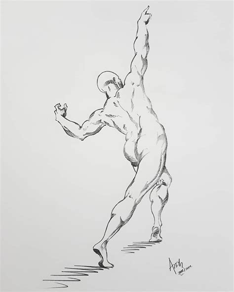 Estudo do corpo humano em movimento Desenho a lápis desenhoalapis