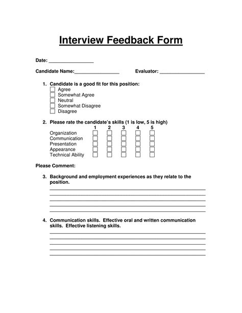 Free 17 Interview Feedback Forms In Pdf Regarding Stu