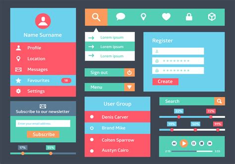 Flat Web User Interface Vector Background Download Free Vector Art