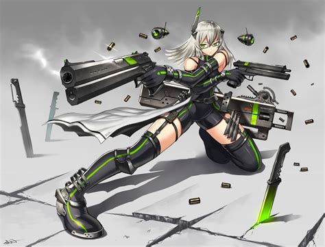 Gia Original Characters Anime Weapon Gun Glasses Anime Girls