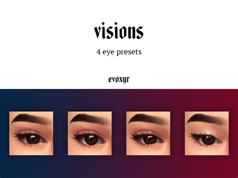 Evoxyr Visions Eye Presets ☽ A Pack Of 4 Mmfinds Sims 4 Sims 4