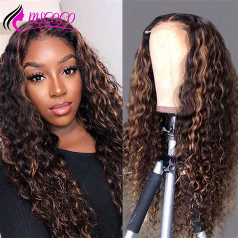 Mscoco Water Wave Wig Highlight Lace Front Human Hair Wigs Pre Plucked Lace Frontal Wig