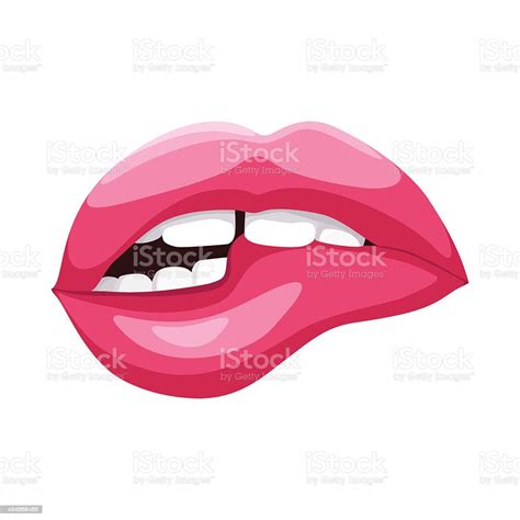 Female Mouth Biting Her Lips Stock Illustration Download Image Now