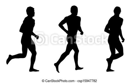 Hombre Corriendo Siluetas En El Set 3 Un Joven Corriendo Descalzo Con
