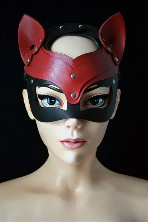 Leather Cat Mask Bdsm Kitten Mask Cat Woman Costume Woman Mask Etsy