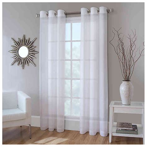 Crushed Voile 95 Inch Grommet Top Sheer Window Curtain Panel In White