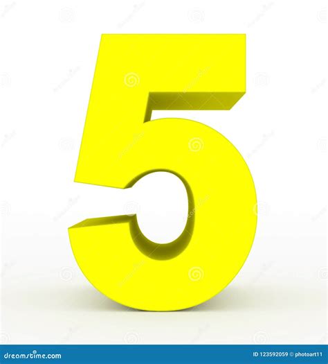 Number 5 3d Clean Yellow Isolated On White Stock Illustration