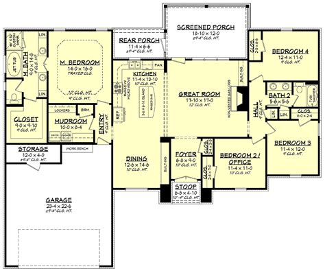 House Plan 51915 French Country Style With 2000 Sq Ft 4 Bed 2 Bath