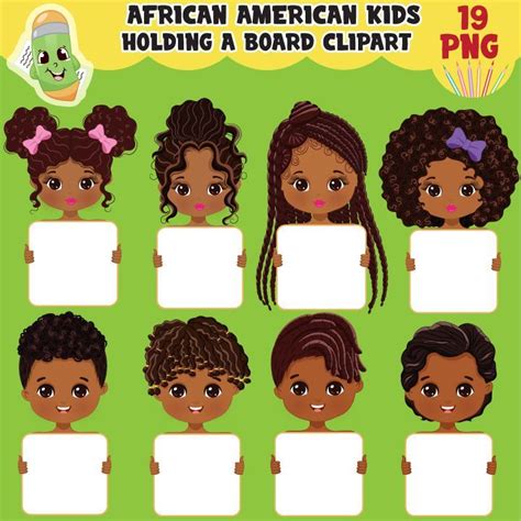 Cute Africans American Kids Holding Board Black Kids Clipart Children